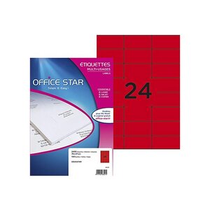 2400 étiquettes office star ilc rouge 70 x 37 mm office star