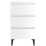 vidaXL Tables de chevet pieds en métal 2 Pièces Blanc brillant 40x35x69cm