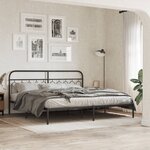 vidaXL Cadre de lit métal sans matelas avec tête de lit noir 200x200cm