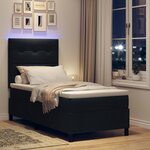 vidaXL Lit à ressorts avec matelas avec LED Noir 80 x 200 cm tissu
