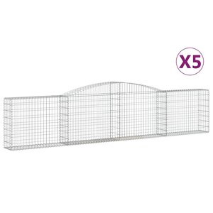 vidaXL Paniers à gabions arqués 5 Pièces 400x30x80/100 cm Fer galvanisé
