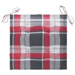 vidaXL Chaises de jardin et coussins à carreaux rouge lot de 6 Teck