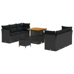 vidaXL Ensemble de canapé de jardin 9 Pièces Noir polyrotin