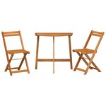 vidaXL Ensemble bistrot 3 Pièces Marron Bois d'acacia massif
