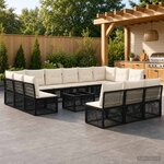 vidaXL Ensemble de canapé de jardin 14 pc Noir polyrotin