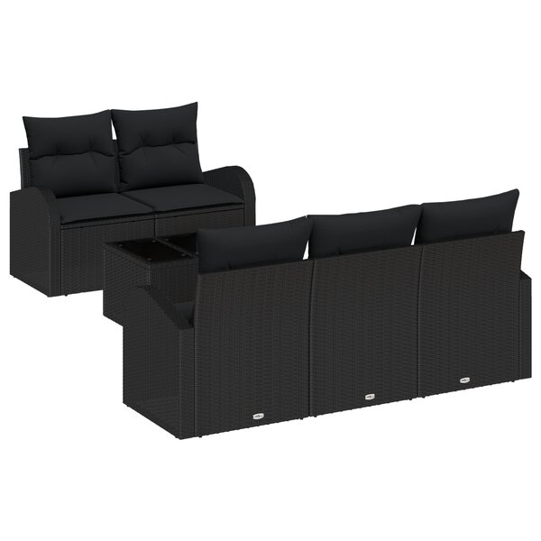 vidaXL Canapé de jardin 6 pièces avec coussins Noir Rotin Synthétique