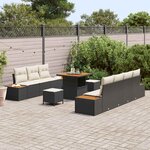 vidaXL Ensemble de canapé de jardin 10 Pièces Noir Poly rotin