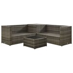 vidaXL Salon de jardin 4 Pièces avec coussins résine tressée gris