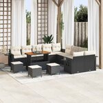 vidaXL Ensemble de canapé de jardin 14 Pièces Noir Poly rotin