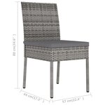 vidaXL Chaises à manger de jardin lot de 2 Résine tressée Gris