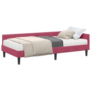 vidaXL Cadre de lit d'angle avec matelas 2 pc Bordeaux 100 x 200 cm
