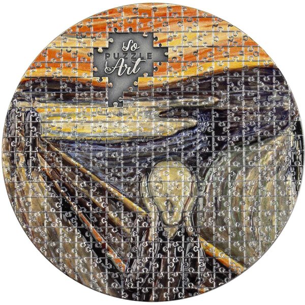 The scream by edvard munch so puzzle art 3 once silver monnaie 3000 francs cameroon 2022