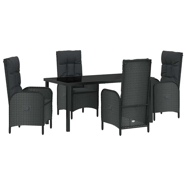 vidaXL Ensemble de salle à manger pour jardin 5 Pièces Noir Poly rotin