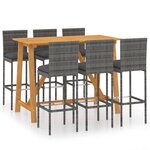 vidaXL Ensemble de bar de jardin 7 Pièces avec coussins Gris