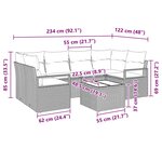 Ensemble de canapé de jardin de 7 pièces avec coussins en poly rotin noir