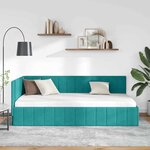 vidaXL Cadre de lit d'angle Turquoise 90 cm x 190 cm tissu