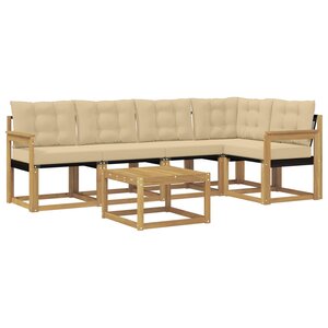 vidaXL Ensemble de canapés d'extérieur 6 pc Blanc et Beige