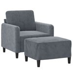 vidaXL Fauteuil avec repose-pied Gris foncé 60 cm Velours