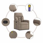 vidaXL Fauteuil inclinable de massage taupe tissu microfibre