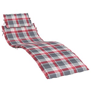 vidaXL Coussin de chaise longue à carreaux rouge 186x58x4 cm