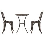 vidaXL Ensemble bistro de jardin 3 Pièces Bronze Aluminium