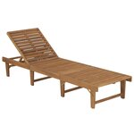 vidaXL Chaise longue pliable avec coussin Bois d'acacia solide