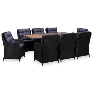 vidaXL Ensemble à manger d'extérieur 9 Pièces Résine tressée Noir