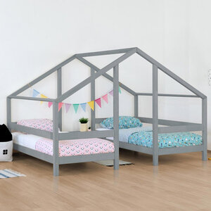 Lit cabane VILLY 2 places 90 x 180 gris