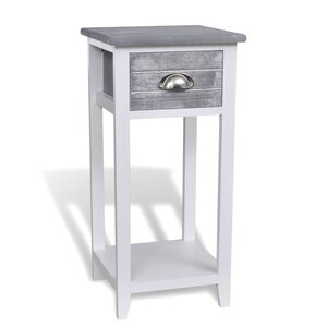 vidaXL Table de chevet avec 1 tiroir Gris et blanc
