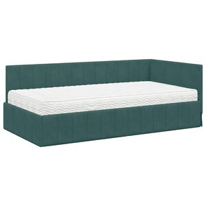 vidaXL Cadre de lit d'angle Vert foncé 90 x 200 cm Velours