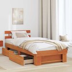 vidaXL Cadre de lit avec tête de lit Brun cire 75 x 190 cm Pin massif