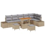 vidaXL Ensemble de canapé de jardin 9 Pièces Beige Poly rotin