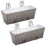 vidaXL Lits surélevés de balcon 2 Pièces 50 cm Gris Résine tressée