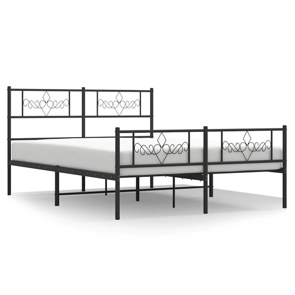 vidaXL Cadre de lit métal sans matelas avec pied de lit noir 150x200cm