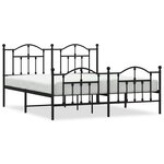 vidaXL Cadre de lit métal sans matelas avec pied de lit noir 183x213cm