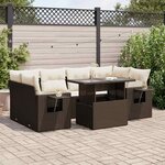 vidaXL Salon de jardin avec coussins 7 Pièces marron résine tressée