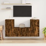 vidaXL Ensemble de meubles TV 3 Pièces Chêne fumé Bois d'ingénierie
