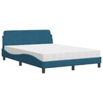 vidaXL Lit avec matelas Dover bleu 140x200 cm velours