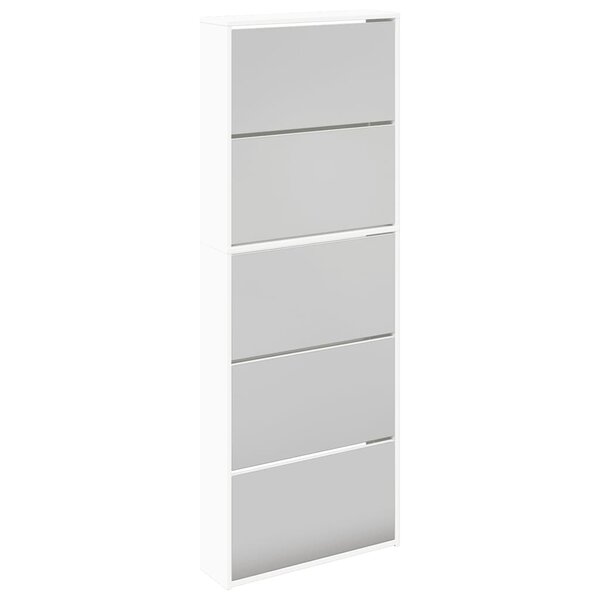 vidaXL Meuble à chaussures 5 étagères et miroir 63x17x169 5 cm Blanc