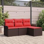 vidaXL Ensemble de canapé de jardin 4 Pièces Marron polyrotin