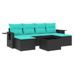vidaXL Salon de jardin 7 Pièces avec coussins noir résine tressée