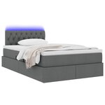 vidaXL Lit avec rangement et LED Gris foncé 120 x 190 cm Polyester
