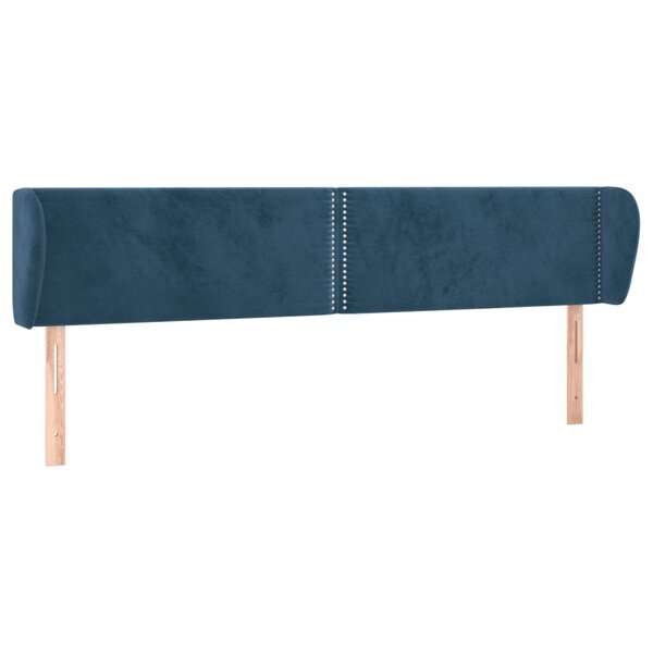 vidaXL Tête de lit avec oreilles Bleu foncé 203x23x78/88 cm Velours