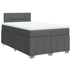 vidaXL Sommier à lattes de lit avec matelas Gris foncé 120x200cm Tissu