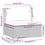 vidaXL Canapé central de jardin avec coussins Marron Résine tressée