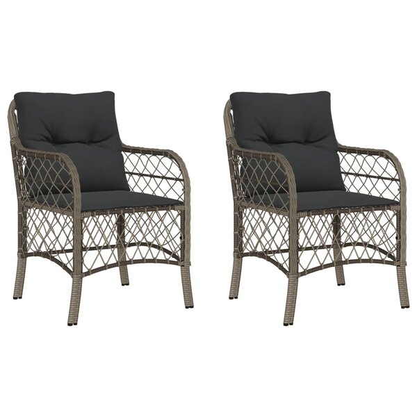 vidaXL Chaises de jardin avec coussins lot de 2 gris résine tressée