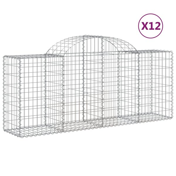 vidaXL Paniers à gabions arqués 12 Pièces 200x50x80/100 cm Fer galvanisé