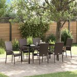 vidaXL Ensemble de salle à manger pour jardin 7 Pièces Marron Poly rotin