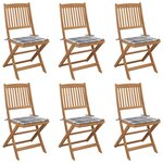 vidaXL Chaises pliables de jardin 6 Pièces avec coussins Bois d'acacia