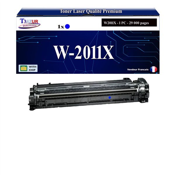 T3AZUR - Toner compatible avec HP Color LaserJet Enterprise Flow MFP M776z  M776zs remplace HP W2011X / W2011A (HP 659X/659A)- Cyan